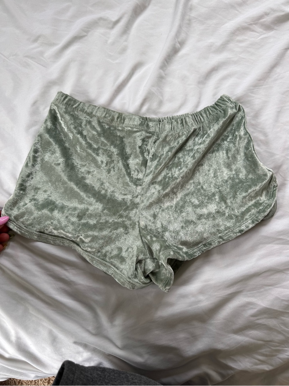 Rue21 Light Sage Crushed Velvet Lounge Shorts